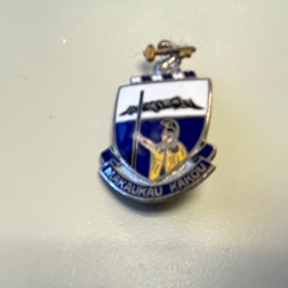 Vintage 298th Regiment Unit Crest (Makaukau Kakou) pin - Picture 2 of 5